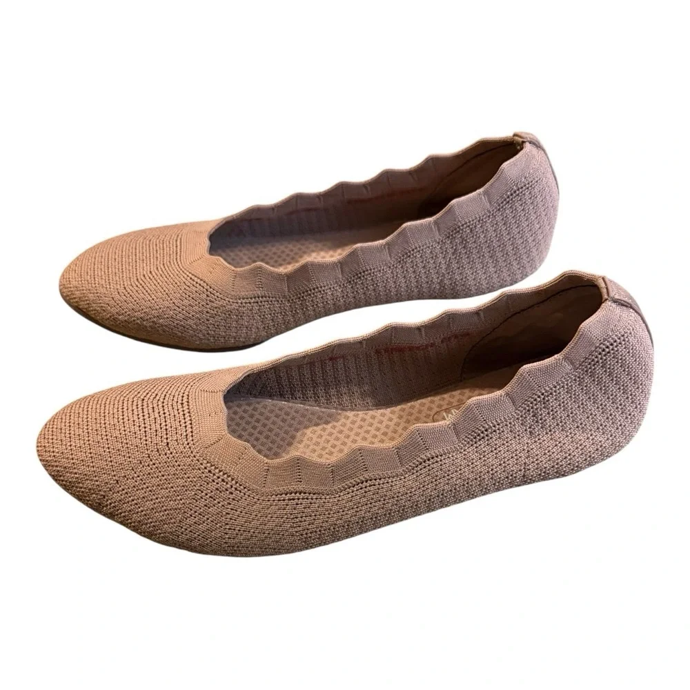Skechers Shoes Womens 8.5 Cleo‎ 2.0 Love Spell Mocha Slip On Knit Ballet Flats